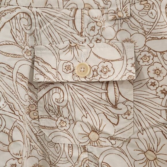 Eddie Bauer‎ Floral Skirt Cotton Linen Blend 12P A-Line Flare Hem Cream Brown - Picture 7 of 15